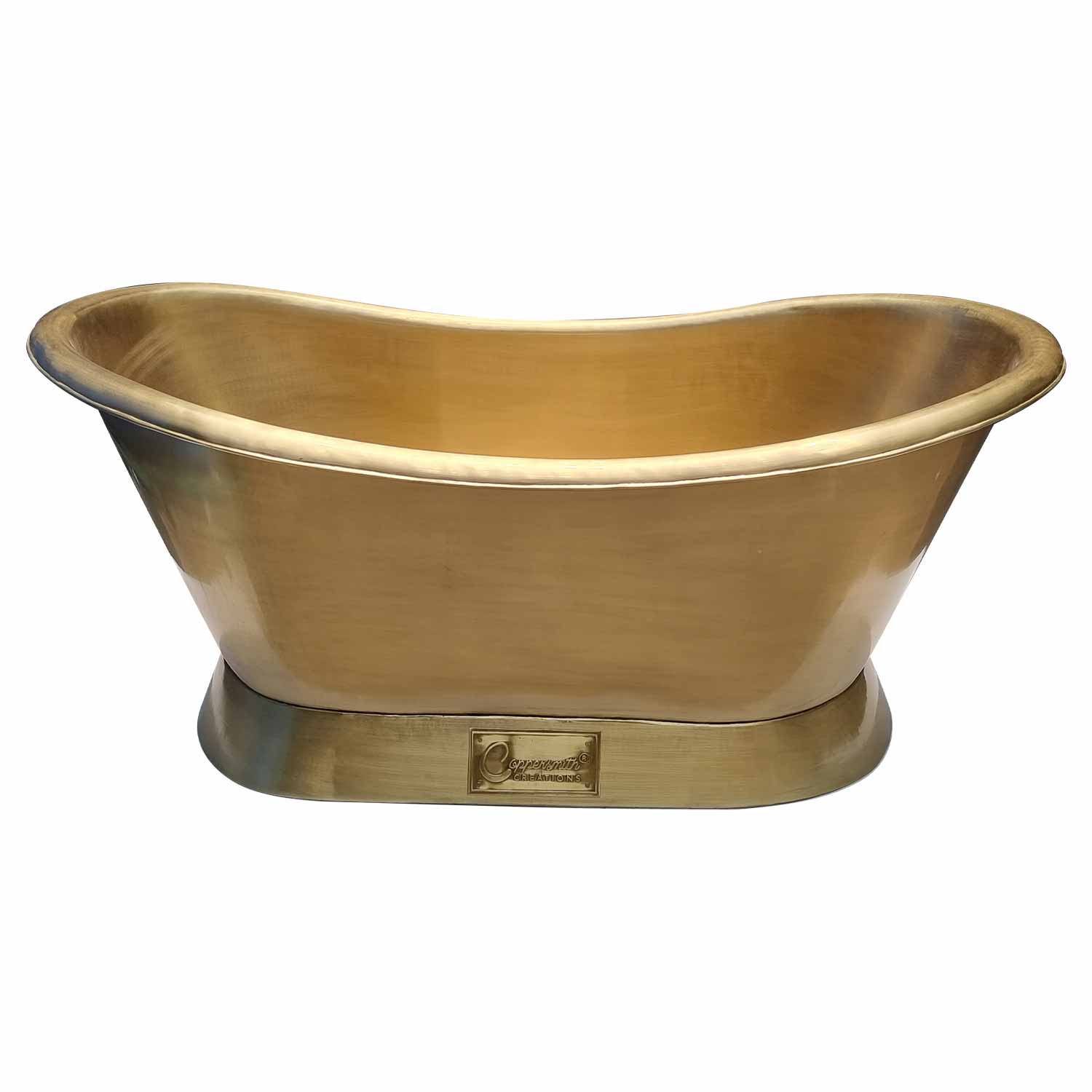 Coppersmith Brushed Slanting Base Brass Exterior Freestanding Bath