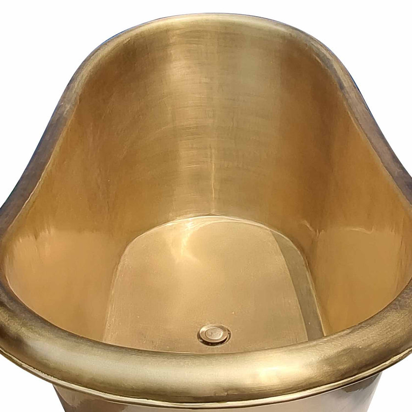 Coppersmith Brushed Slanting Base Brass Exterior Freestanding Bath