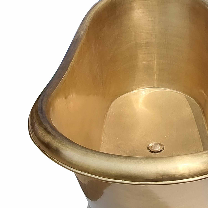 Coppersmith Brushed Slanting Base Brass Exterior Freestanding Bath