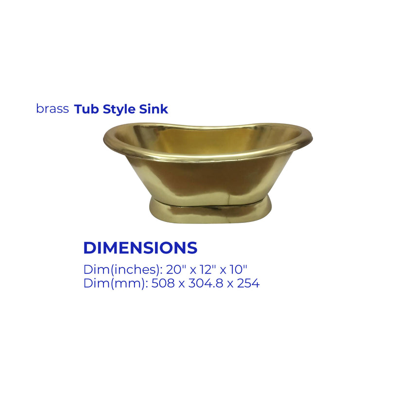 Brass Tub Style Sink Slanting Base Full Brass
