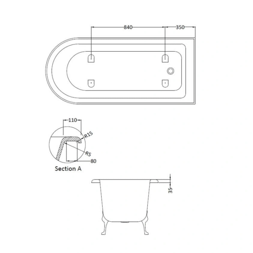 BC Designs Tye Freestanding Shower Bath - All Sizes