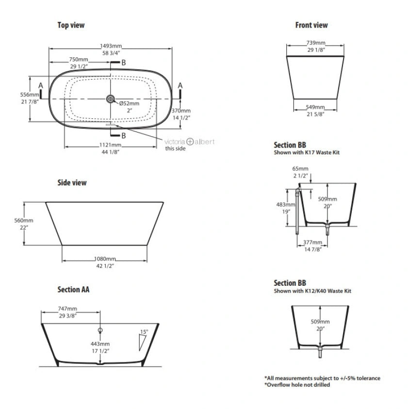 Victoria & Albert Vetralla 1500 Freestanding Bath