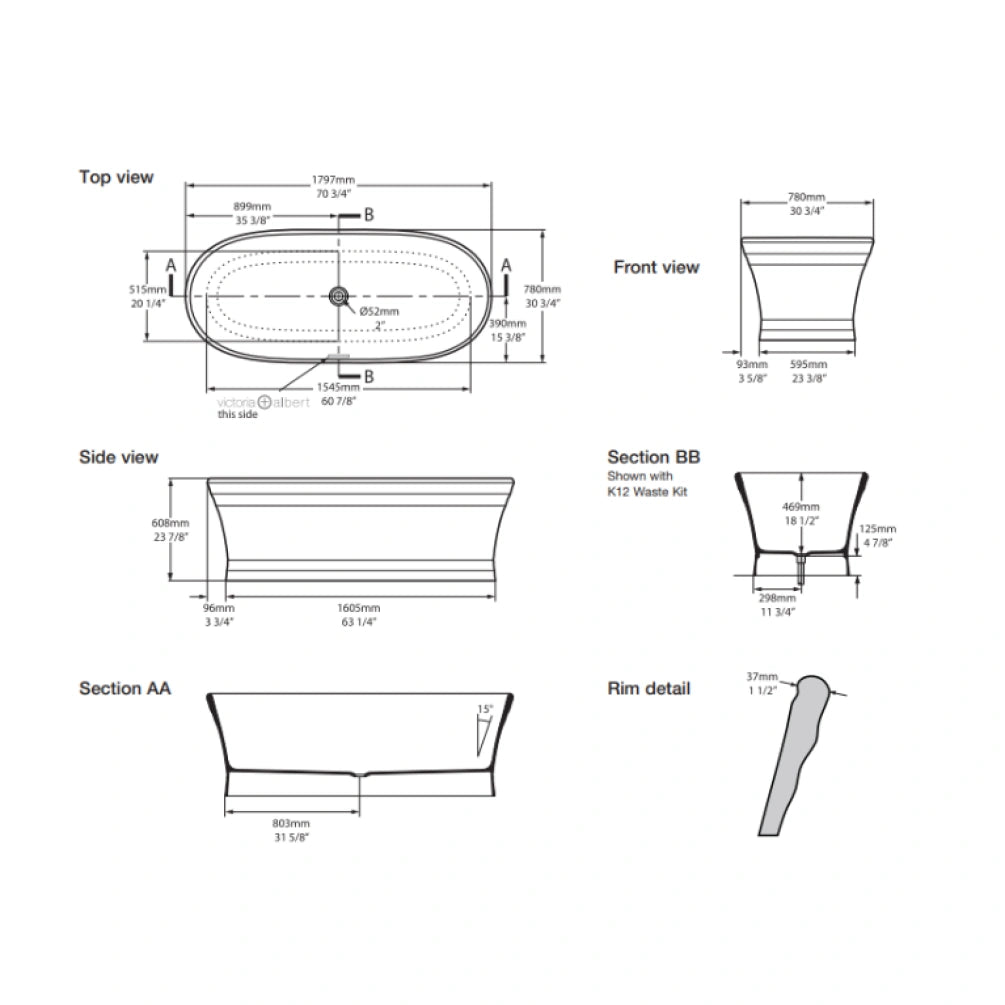 Victoria & Albert Worcester Freestanding Bath