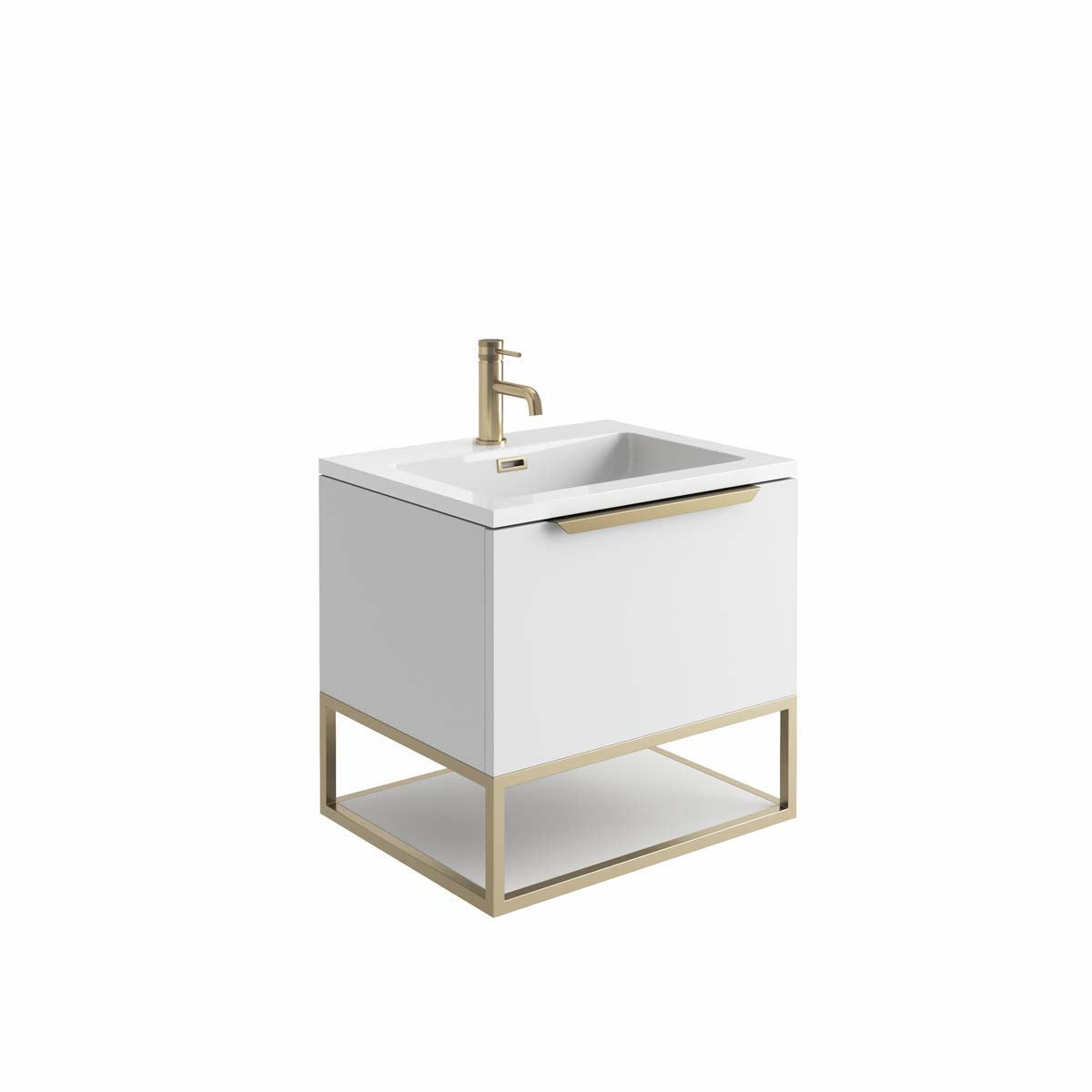 Ambience Brushed Brass Frame with White Shelf