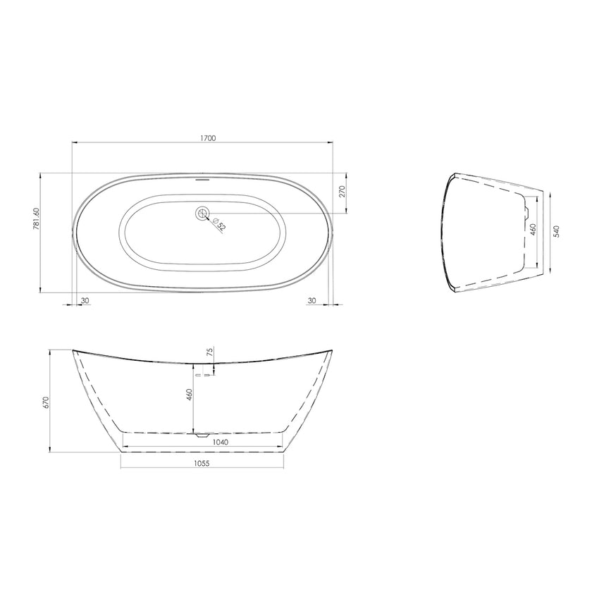 Scudo Aruba Bath In Acrylic White Freestanding Bath