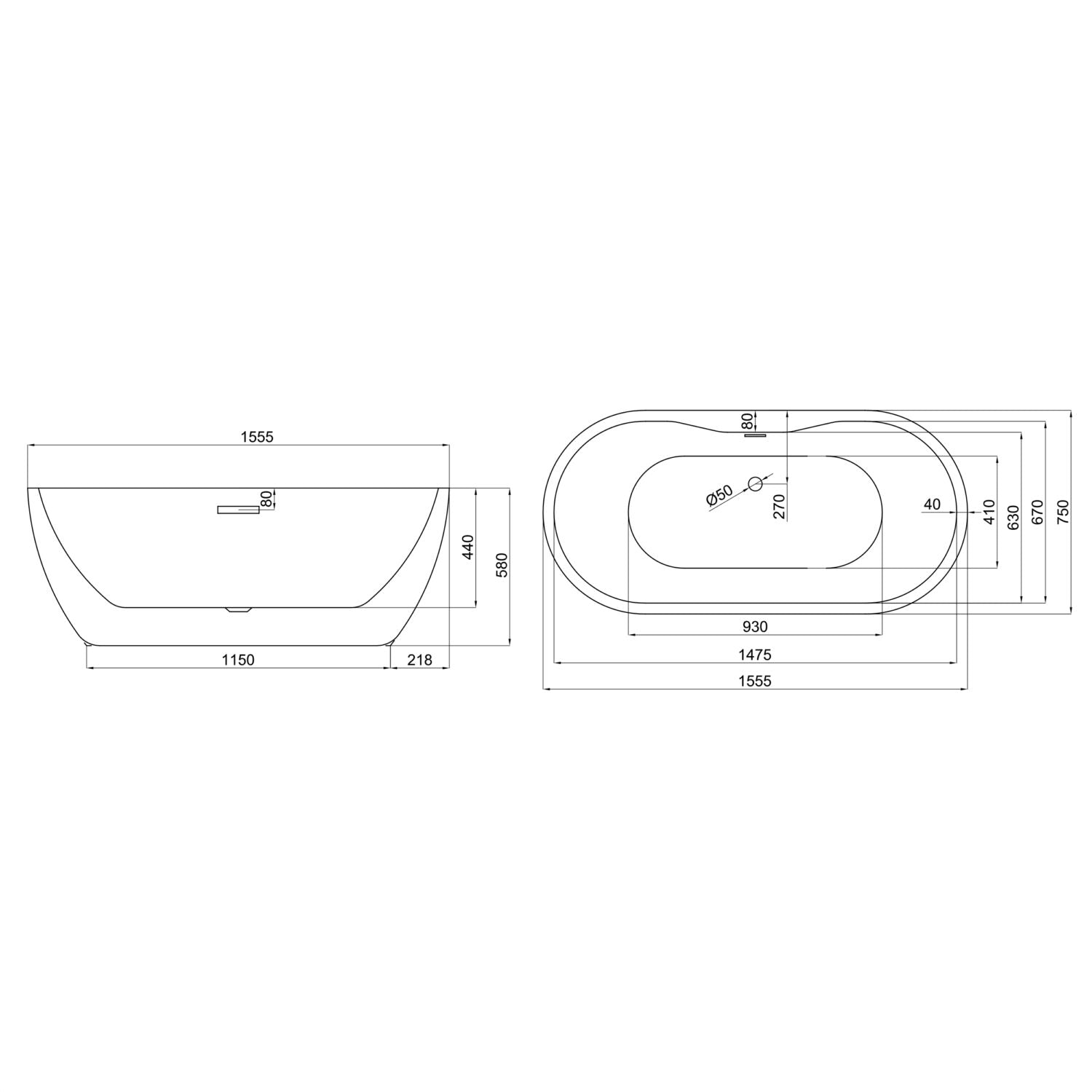 Scudo Onyx Bath In Acrylic White Freestanding Bath