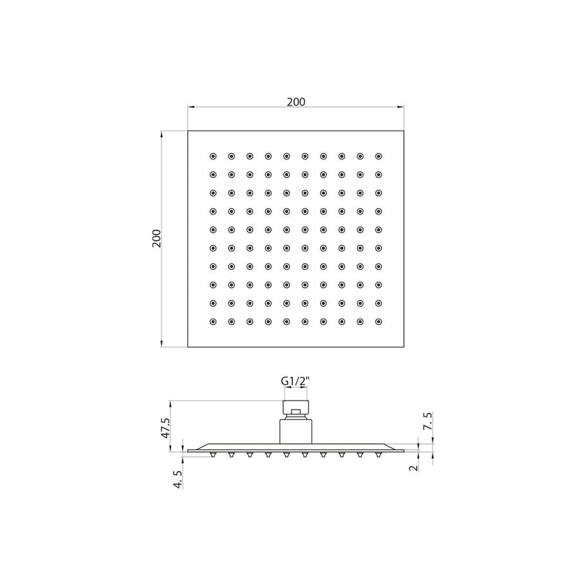 Black Square Stainless Shower Head