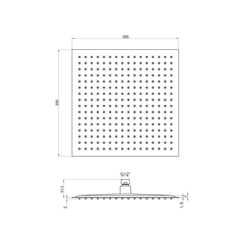 Black Square Stainless Shower Head