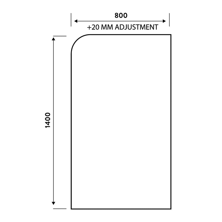 6mm Radius Edge Bathscreen 1400x800 mm
