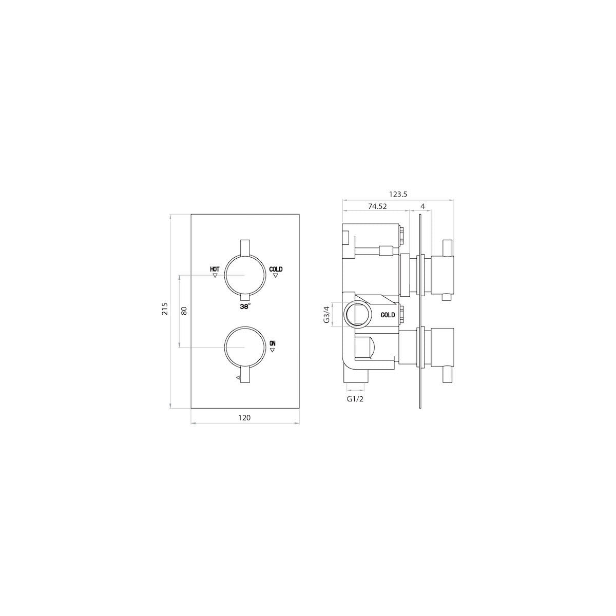 Twin Handle Concealed Valve DIVERTER WRAS approved Shower Valve