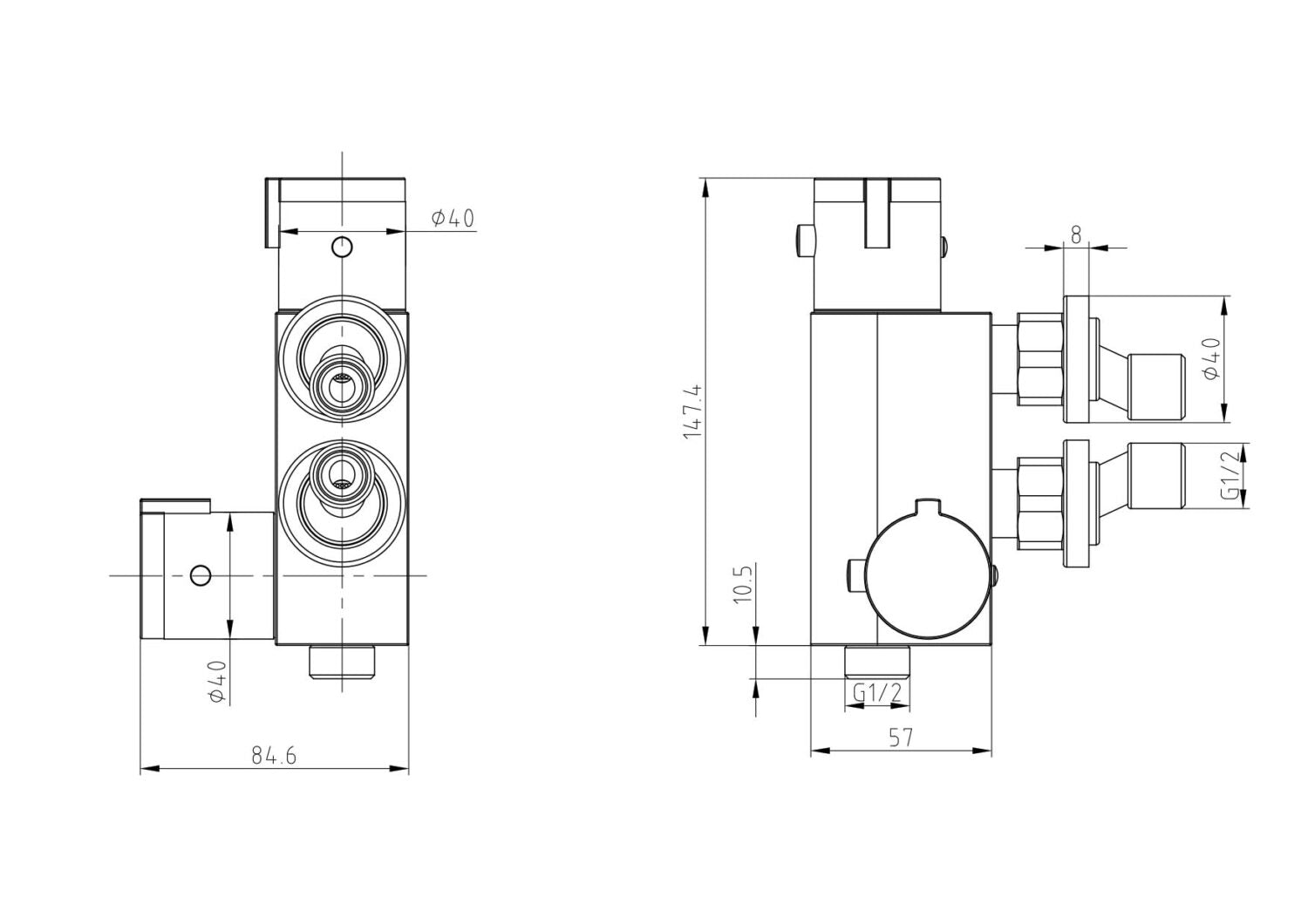 Thermostatic Vertical Valve for Douche