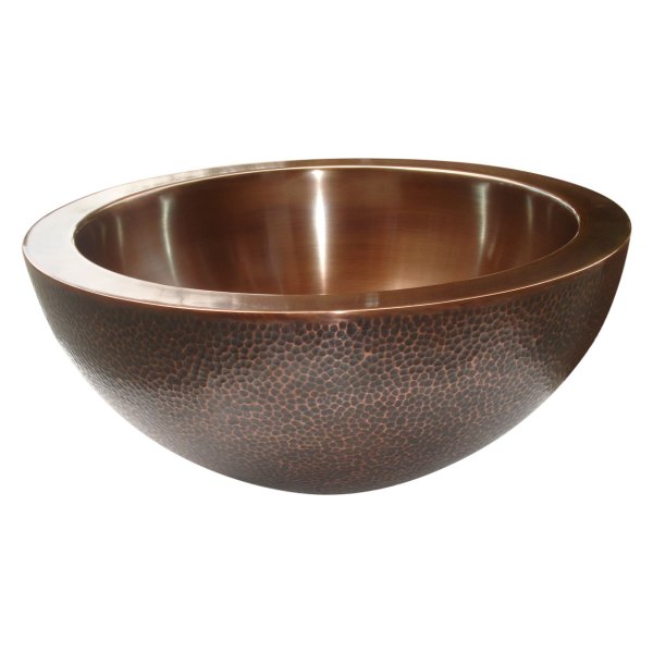 Double Wall Copper Sink Outside Hammered Inside Smooth 16