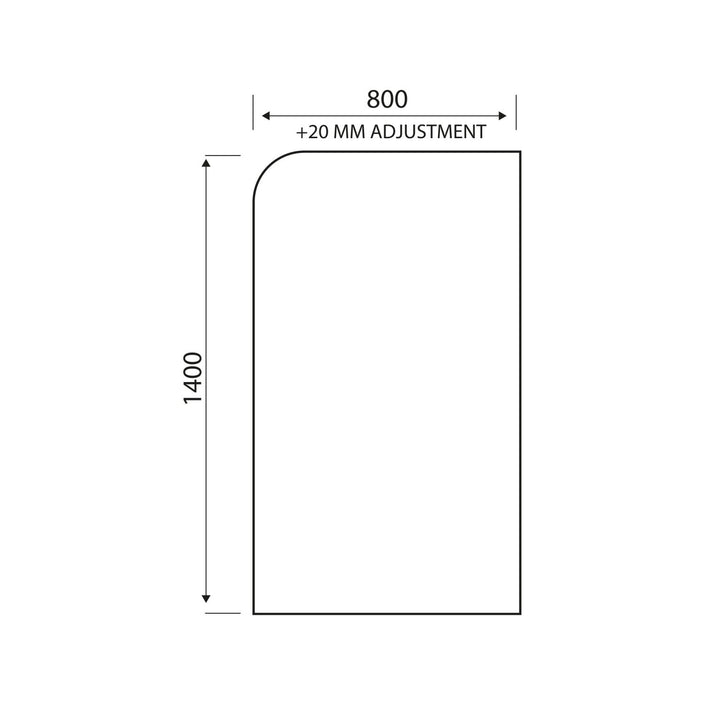6mm Radius Edge Bathscreen 1400x800 mm