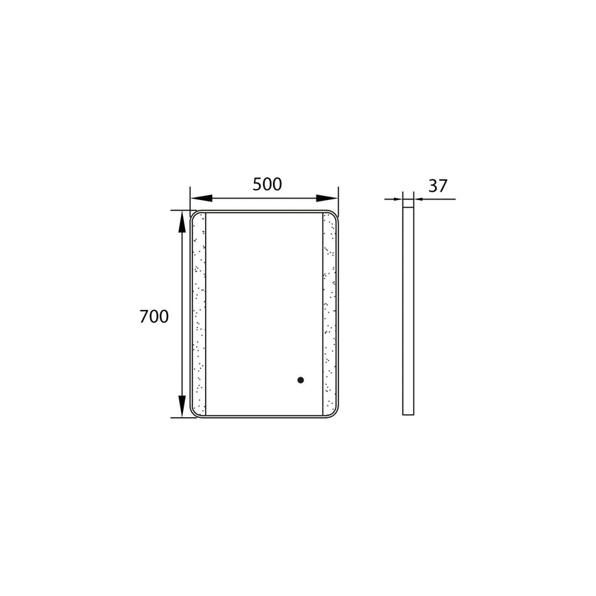 Mono Soft Square Mirror W/Demister and Colour Change 500X700mm