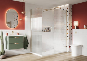 S8 8mm Fluted Glass Wetroom Panel with Chrome Profile