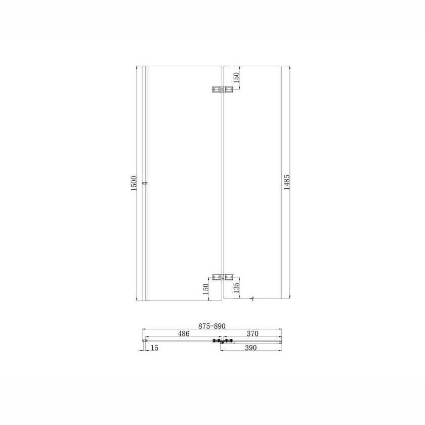 Square 900mm Bathscreen inc Fixed Panel