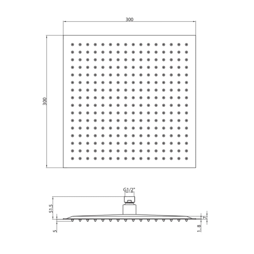 Stainless Steel Fixed Head 200mm