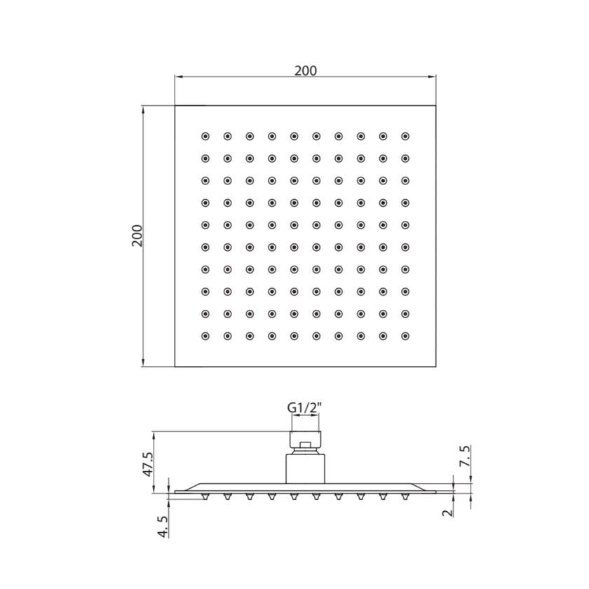 Stainless Steel Fixed Head 200mm