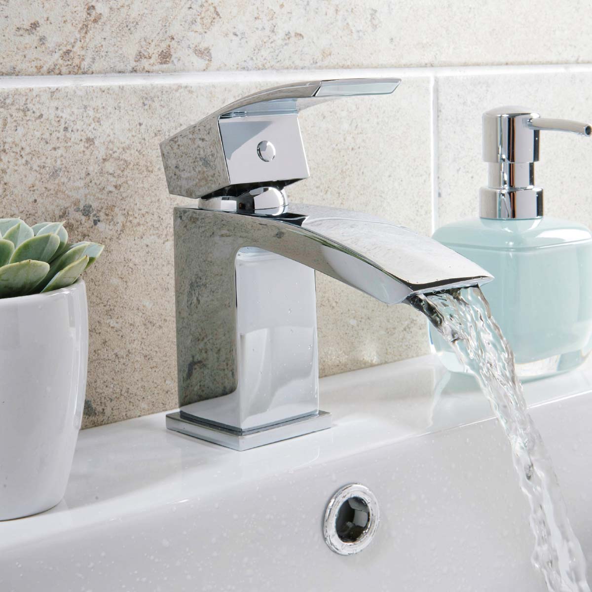 Descent Mini Mono Basin Mixer with Push Waste