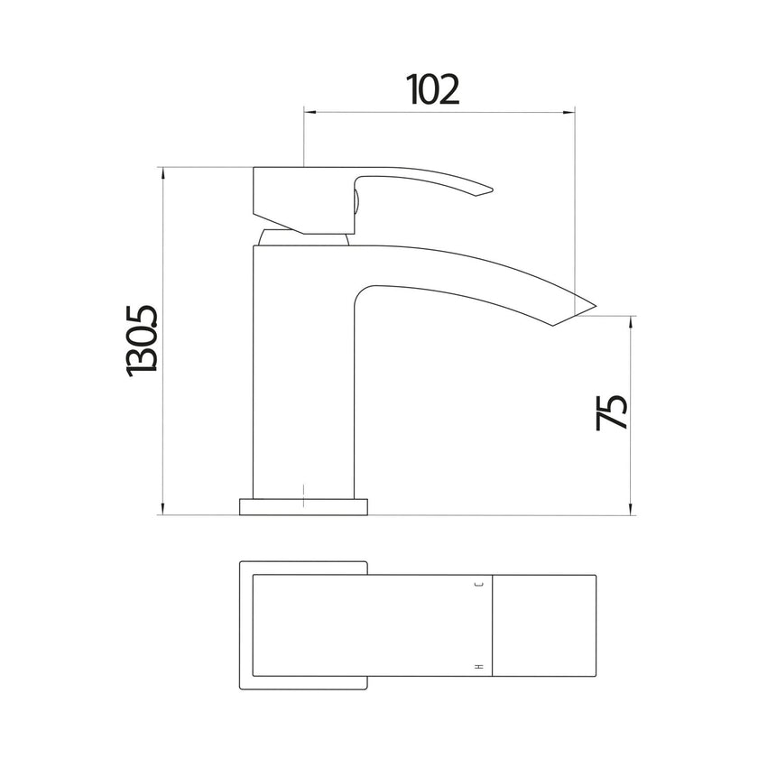 Descent Mini Mono Basin Mixer with Push Waste
