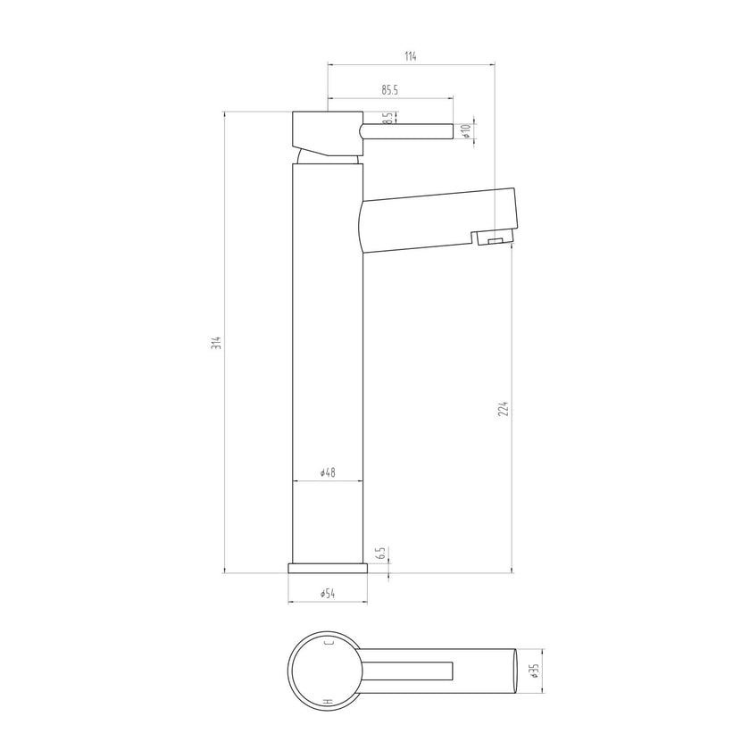 Premier Tall Basin Mixer - No waste