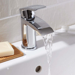 Belini Mini Mono Basin Mixer with Push Waste