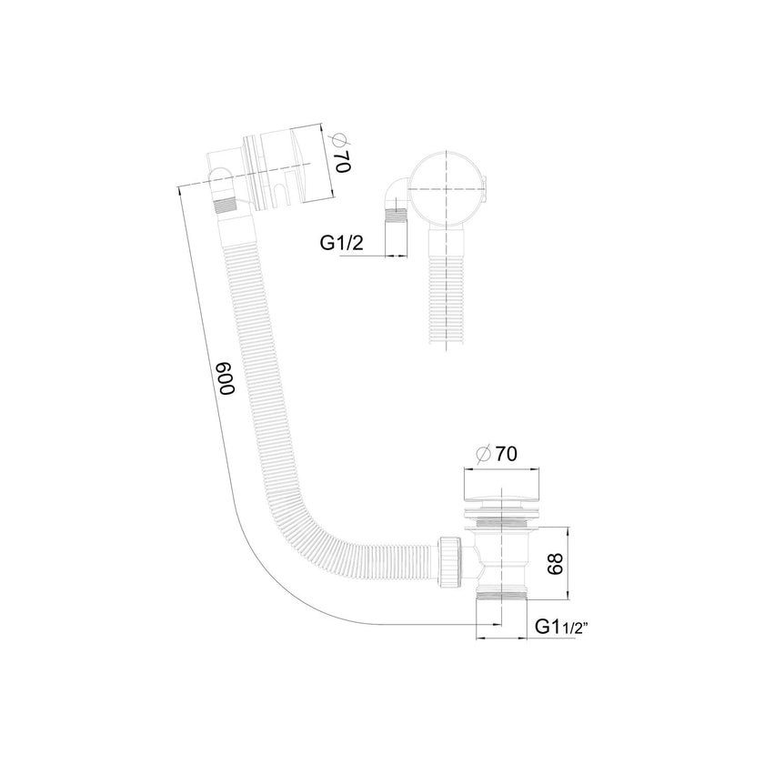 Bath Filler with Sprung Waste and Overflow
