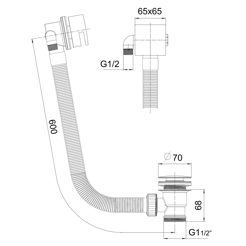 Bath Filler with Sprung Waste and Overflow