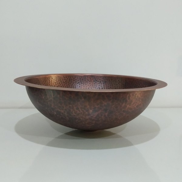 Round Hammered Copper Bowl Sink - Coppersmith Creations