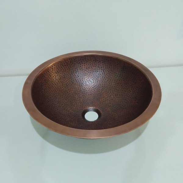 Round Hammered Copper Bowl Sink - Coppersmith Creations