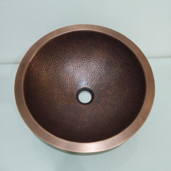 Round Hammered Copper Bowl Sink - Coppersmith Creations